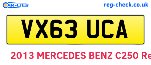 VX63UCA are the vehicle registration plates.