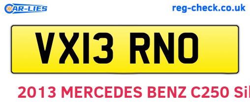VX13RNO are the vehicle registration plates.
