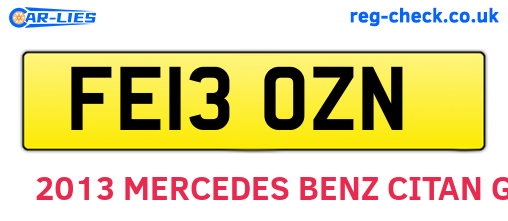 FE13OZN are the vehicle registration plates.