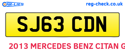 SJ63CDN are the vehicle registration plates.