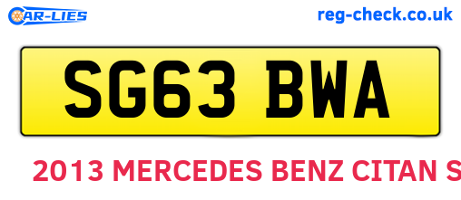 SG63BWA are the vehicle registration plates.