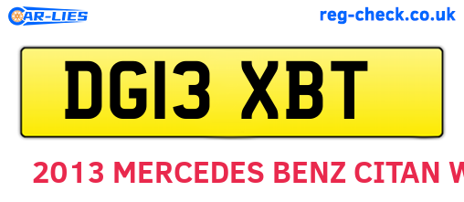 DG13XBT are the vehicle registration plates.