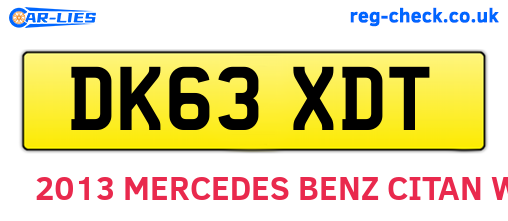 DK63XDT are the vehicle registration plates.