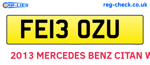 FE13OZU are the vehicle registration plates.