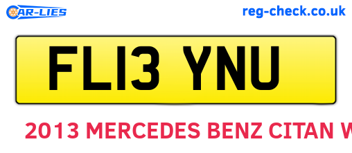 FL13YNU are the vehicle registration plates.