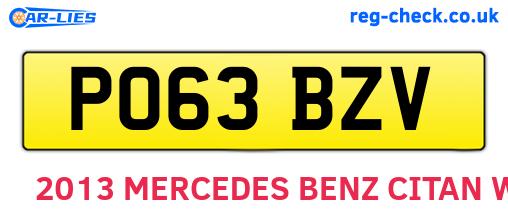 PO63BZV are the vehicle registration plates.