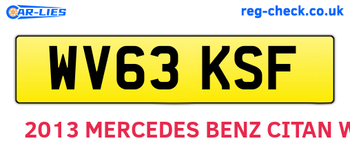 WV63KSF are the vehicle registration plates.