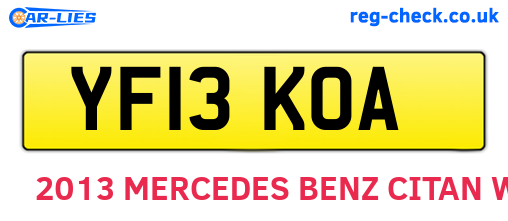YF13KOA are the vehicle registration plates.
