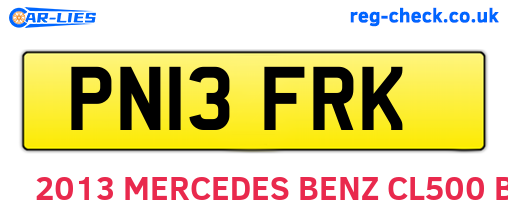 PN13FRK are the vehicle registration plates.