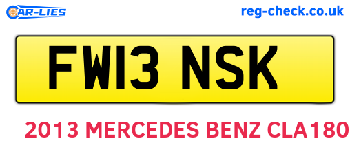 FW13NSK are the vehicle registration plates.