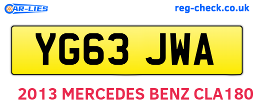 YG63JWA are the vehicle registration plates.