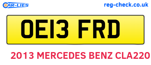 OE13FRD are the vehicle registration plates.