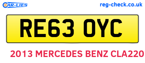 RE63OYC are the vehicle registration plates.