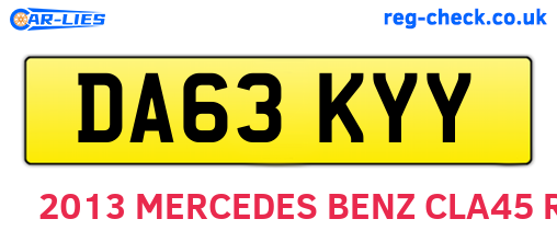 DA63KYY are the vehicle registration plates.
