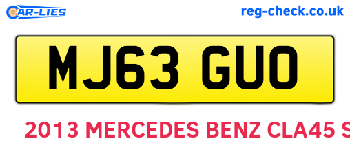 MJ63GUO are the vehicle registration plates.