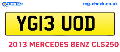 YG13UOD are the vehicle registration plates.