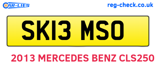 SK13MSO are the vehicle registration plates.
