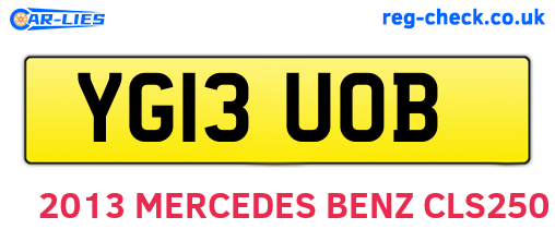 YG13UOB are the vehicle registration plates.