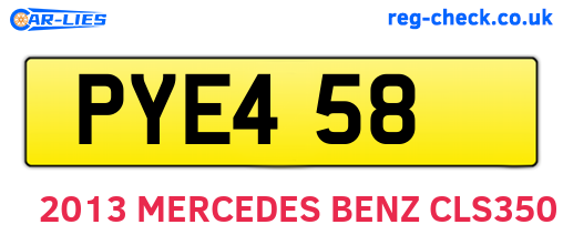 PYE458 are the vehicle registration plates.