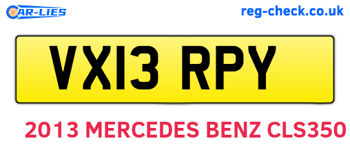 VX13RPY are the vehicle registration plates.