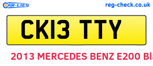 CK13TTY are the vehicle registration plates.