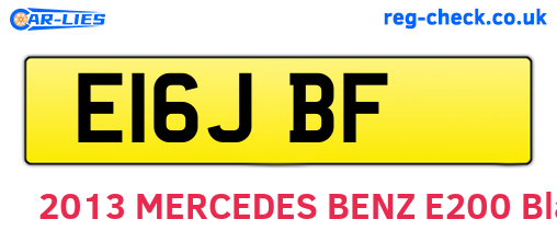 E16JBF are the vehicle registration plates.