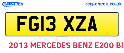 FG13XZA are the vehicle registration plates.