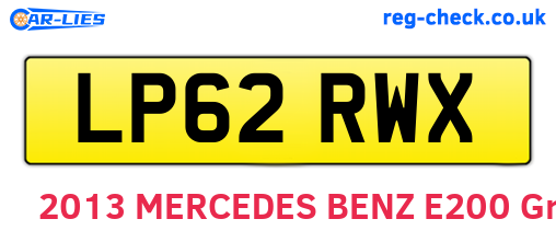 LP62RWX are the vehicle registration plates.