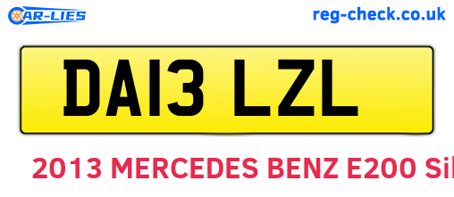 DA13LZL are the vehicle registration plates.
