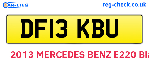 DF13KBU are the vehicle registration plates.