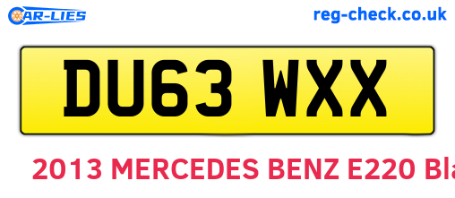 DU63WXX are the vehicle registration plates.