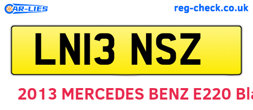 LN13NSZ are the vehicle registration plates.