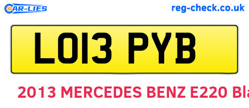 LO13PYB are the vehicle registration plates.