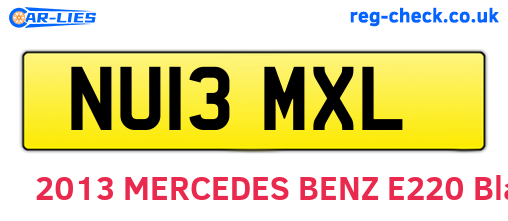 NU13MXL are the vehicle registration plates.