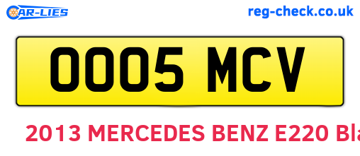 OO05MCV are the vehicle registration plates.
