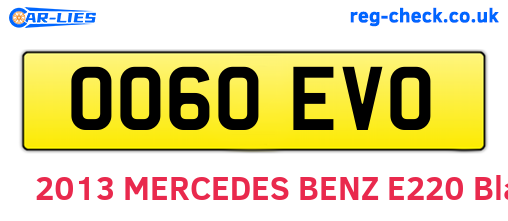 OO60EVO are the vehicle registration plates.