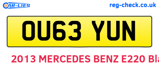 OU63YUN are the vehicle registration plates.