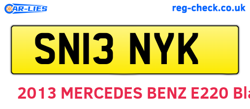 SN13NYK are the vehicle registration plates.