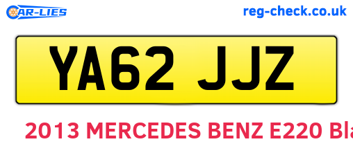 YA62JJZ are the vehicle registration plates.
