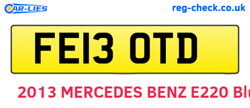 FE13OTD are the vehicle registration plates.