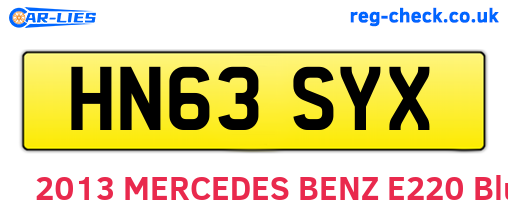 HN63SYX are the vehicle registration plates.