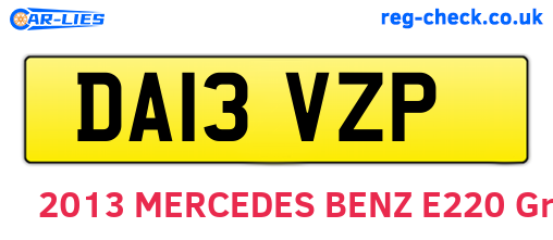 DA13VZP are the vehicle registration plates.