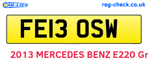 FE13OSW are the vehicle registration plates.