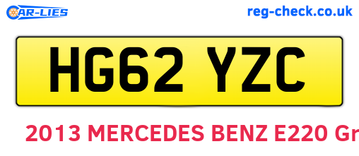 HG62YZC are the vehicle registration plates.