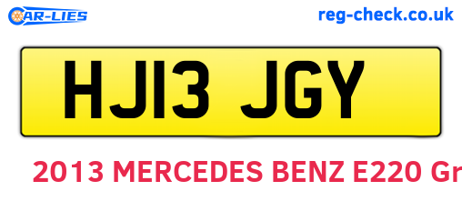 HJ13JGY are the vehicle registration plates.