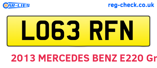 LO63RFN are the vehicle registration plates.