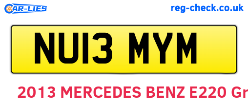 NU13MYM are the vehicle registration plates.