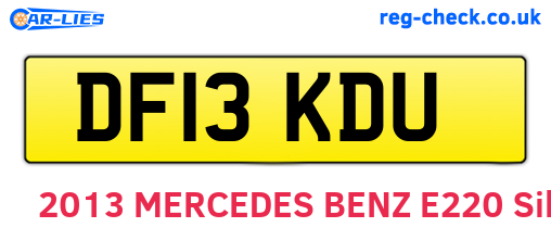 DF13KDU are the vehicle registration plates.