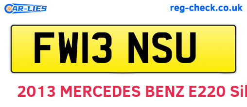 FW13NSU are the vehicle registration plates.