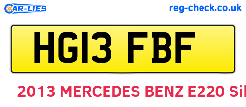 HG13FBF are the vehicle registration plates.